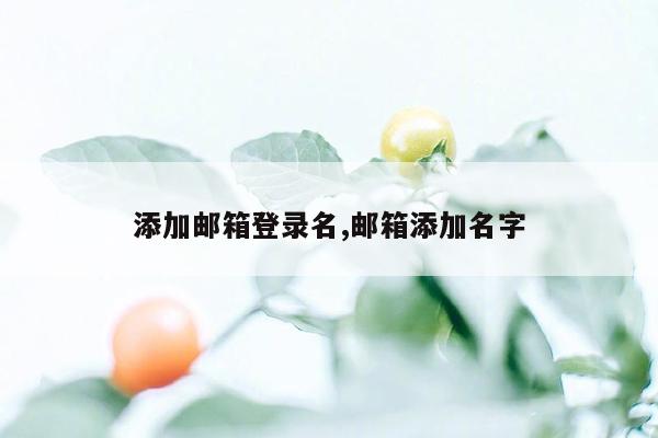 添加邮箱登录名,邮箱添加名字