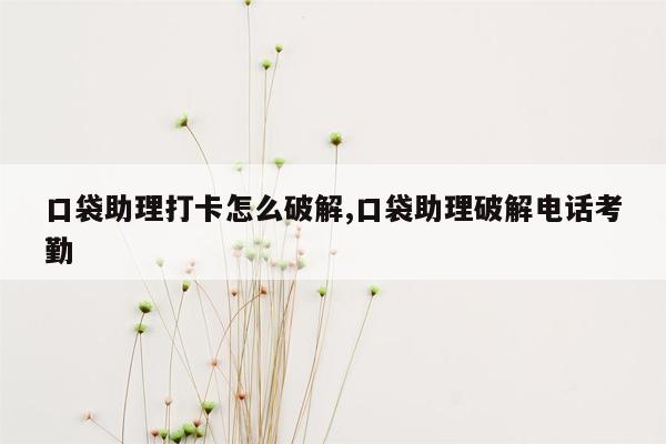 口袋助理打卡怎么破解,口袋助理破解电话考勤