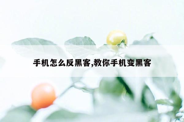 手机怎么反黑客,教你手机变黑客