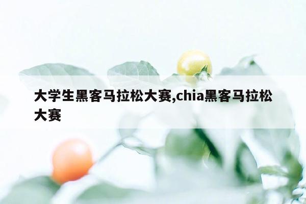 大学生黑客马拉松大赛,chia黑客马拉松大赛