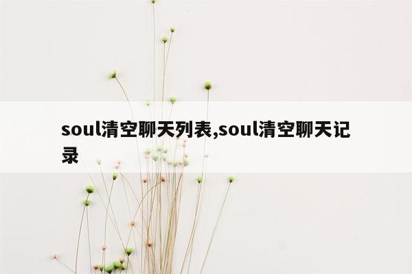 soul清空聊天列表,soul清空聊天记录