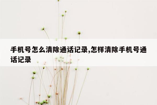 手机号怎么清除通话记录,怎样清除手机号通话记录