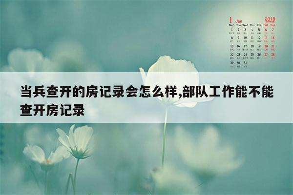 当兵查开的房记录会怎么样,部队工作能不能查开房记录