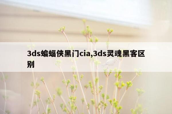 3ds蝙蝠侠黑门cia,3ds灵魂黑客区别