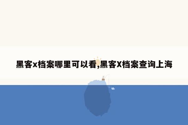 黑客x档案哪里可以看,黑客X档案查询上海