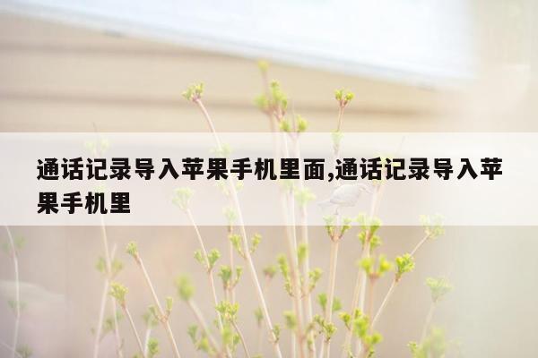 通话记录导入苹果手机里面,通话记录导入苹果手机里