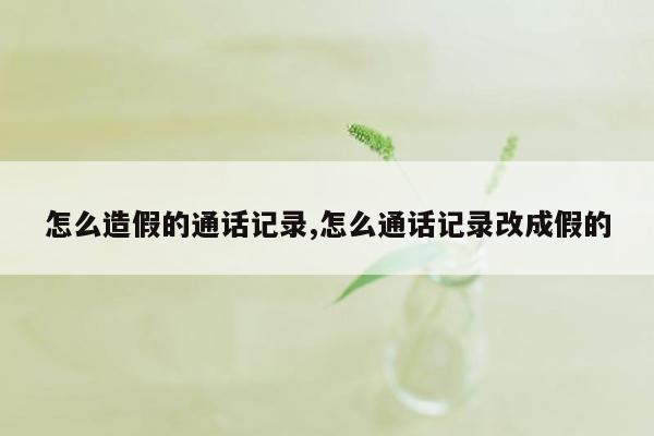 怎么造假的通话记录,怎么通话记录改成假的