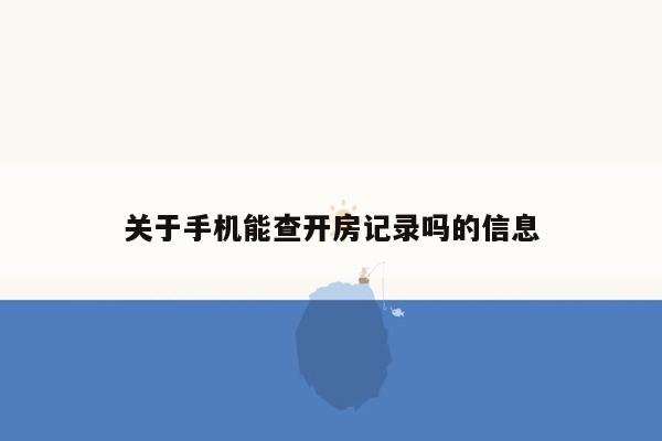 关于手机能查开房记录吗的信息