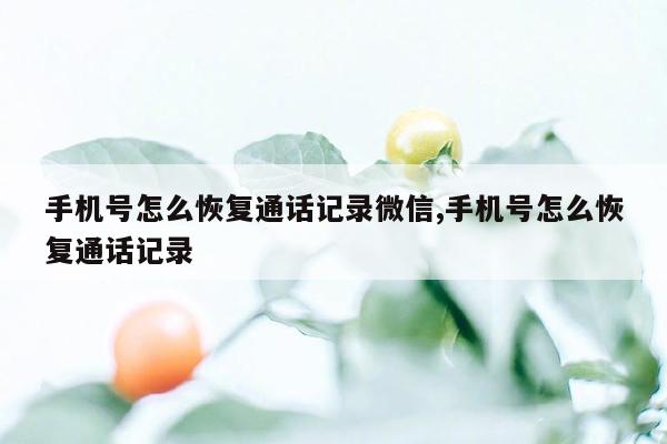 手机号怎么恢复通话记录微信,手机号怎么恢复通话记录