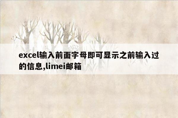 excel输入前面字母即可显示之前输入过的信息,limei邮箱