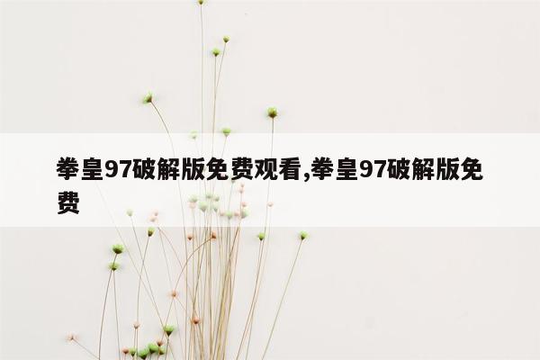 拳皇97破解版免费观看,拳皇97破解版免费