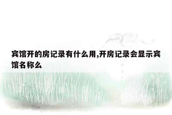 宾馆开的房记录有什么用,开房记录会显示宾馆名称么