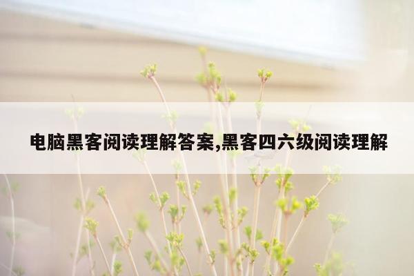 电脑黑客阅读理解答案,黑客四六级阅读理解