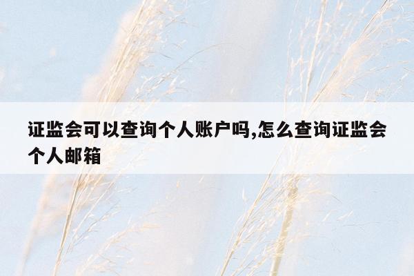 证监会可以查询个人账户吗,怎么查询证监会个人邮箱