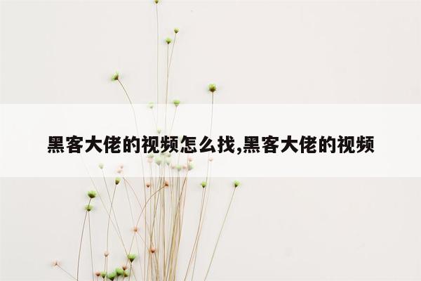 黑客大佬的视频怎么找,黑客大佬的视频