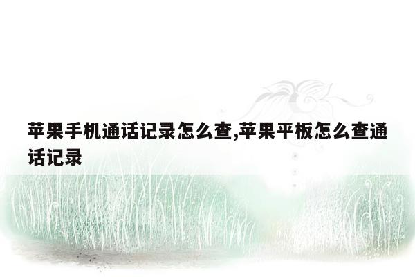 苹果手机通话记录怎么查,苹果平板怎么查通话记录