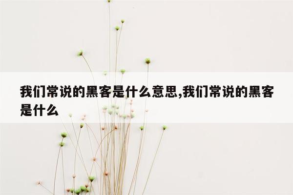 我们常说的黑客是什么意思,我们常说的黑客是什么