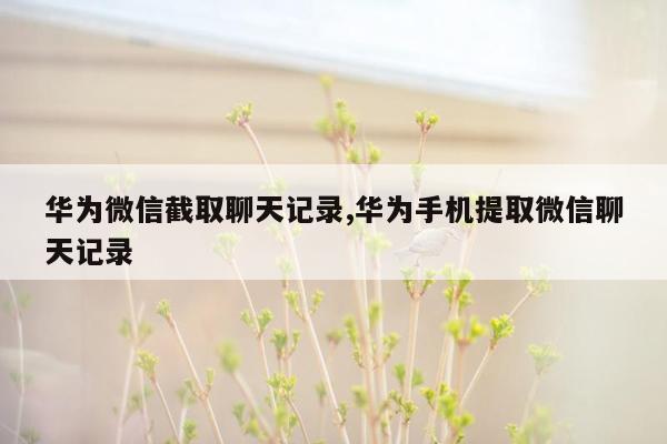 华为微信截取聊天记录,华为手机提取微信聊天记录