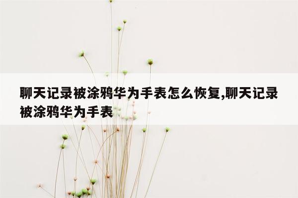 聊天记录被涂鸦华为手表怎么恢复,聊天记录被涂鸦华为手表