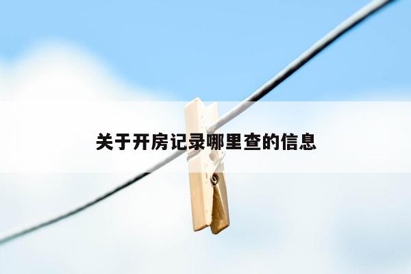 关于开房记录哪里查的信息