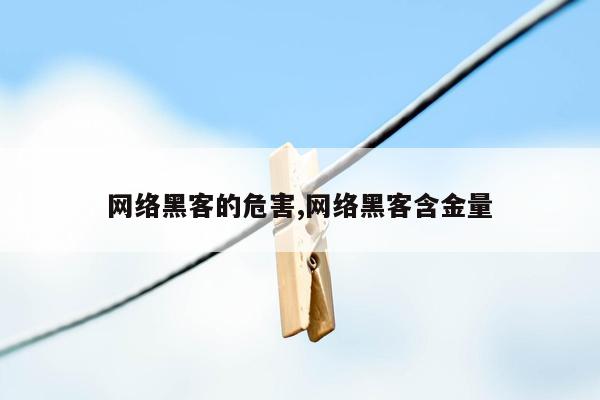 网络黑客的危害,网络黑客含金量