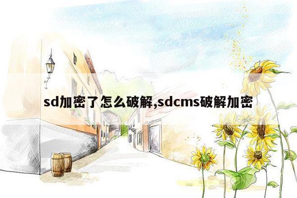 sd加密了怎么破解,sdcms破解加密