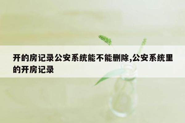 开的房记录公安系统能不能删除,公安系统里的开房记录