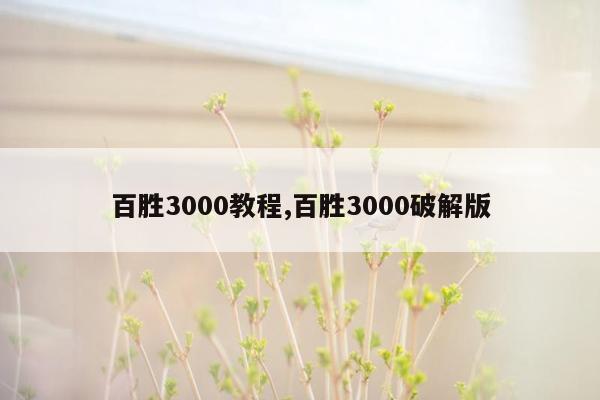 百胜3000教程,百胜3000破解版