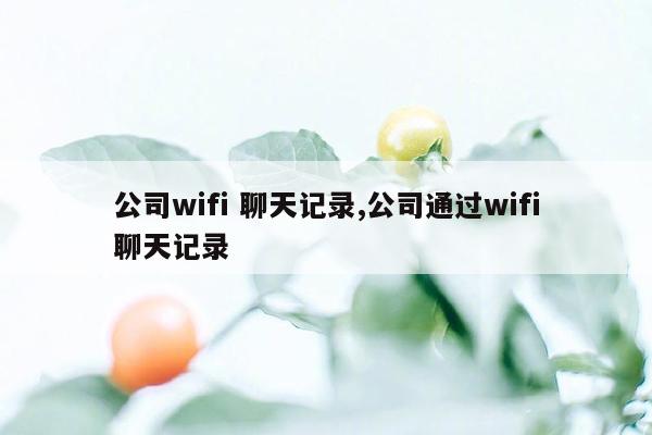 公司wifi 聊天记录,公司通过wifi聊天记录