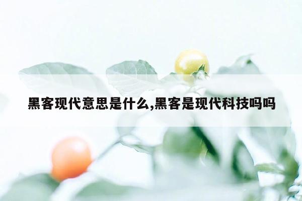 黑客现代意思是什么,黑客是现代科技吗吗