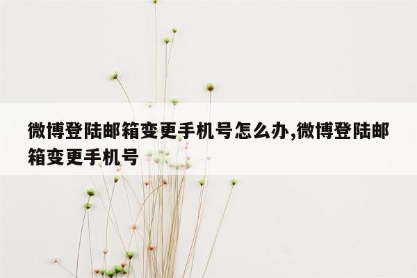 微博登陆邮箱变更手机号怎么办,微博登陆邮箱变更手机号