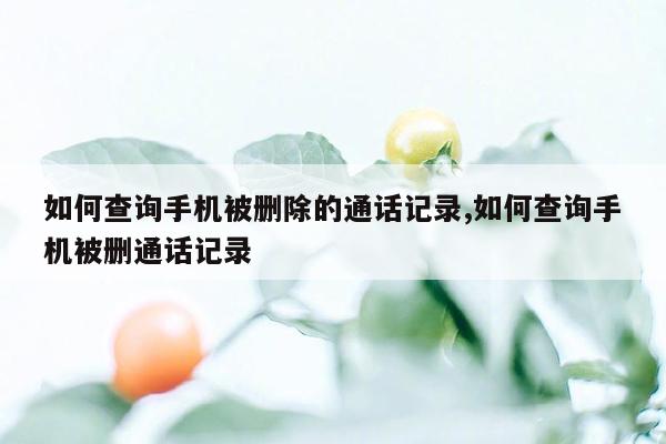 如何查询手机被删除的通话记录,如何查询手机被删通话记录