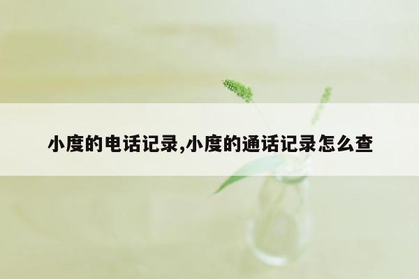 小度的电话记录,小度的通话记录怎么查