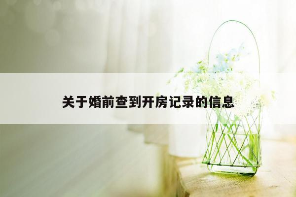 关于婚前查到开房记录的信息