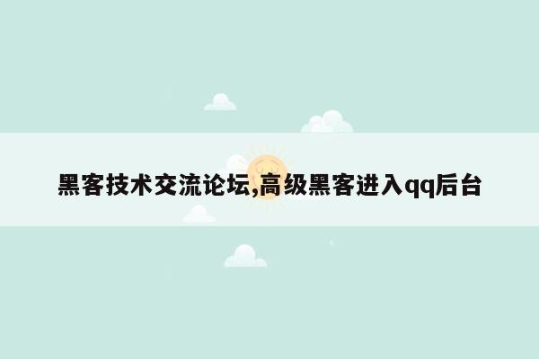 黑客技术交流论坛,高级黑客进入qq后台