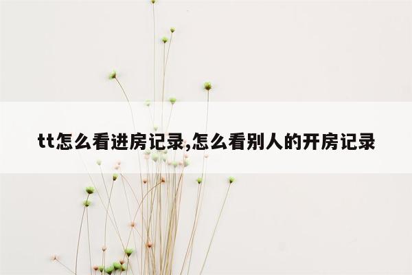 tt怎么看进房记录,怎么看别人的开房记录