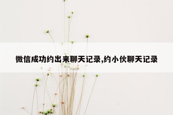 微信成功约出来聊天记录,约小伙聊天记录