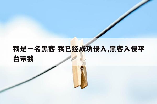 我是一名黑客 我已经成功侵入,黑客入侵平台带我