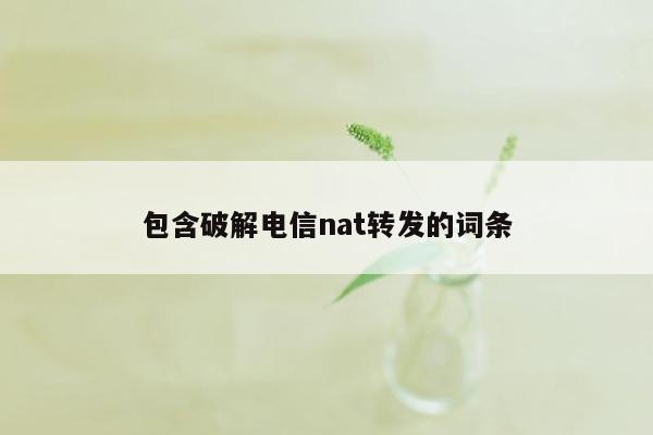 包含破解电信nat转发的词条