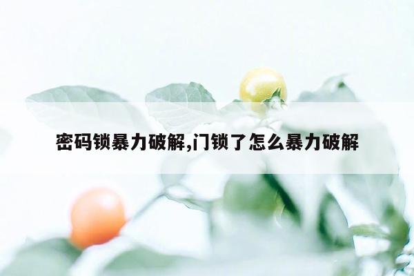 密码锁暴力破解,门锁了怎么暴力破解