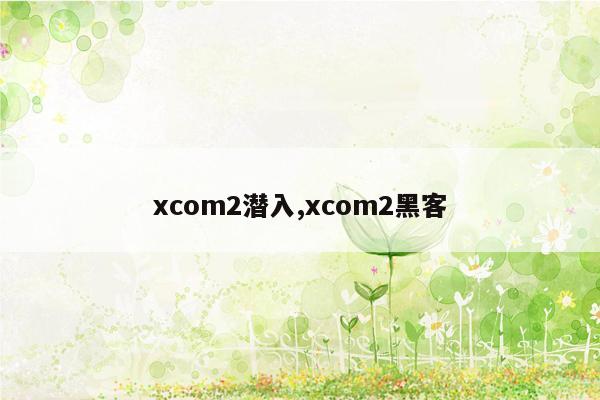 xcom2潜入,xcom2黑客