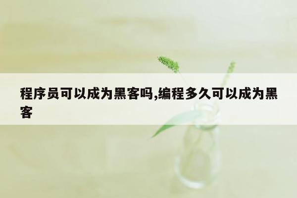 程序员可以成为黑客吗,编程多久可以成为黑客