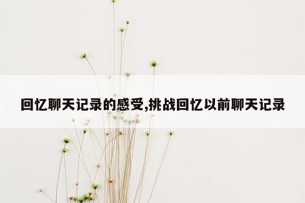 回忆聊天记录的感受,挑战回忆以前聊天记录