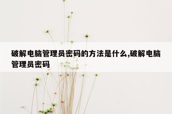 破解电脑管理员密码的方法是什么,破解电脑管理员密码