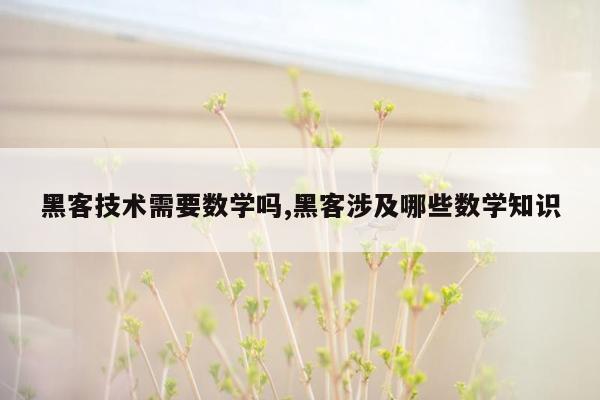 黑客技术需要数学吗,黑客涉及哪些数学知识