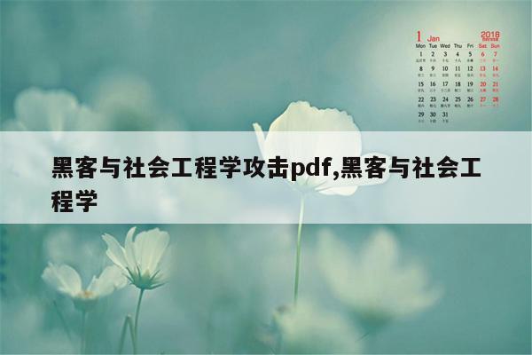 黑客与社会工程学攻击pdf,黑客与社会工程学