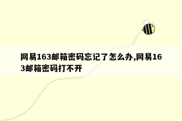 网易163邮箱密码忘记了怎么办,网易163邮箱密码打不开