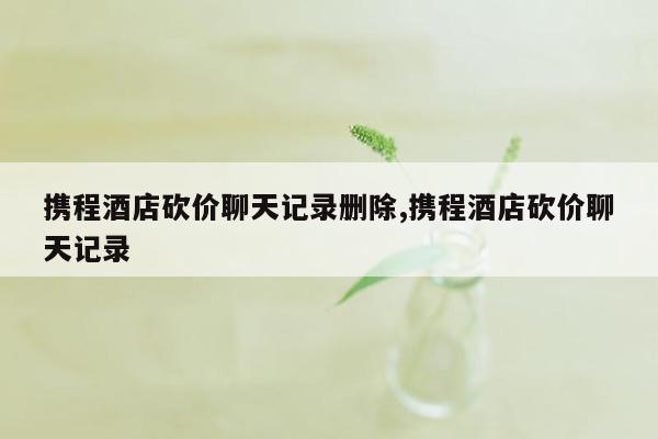 携程酒店砍价聊天记录删除,携程酒店砍价聊天记录