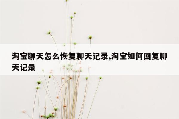 淘宝聊天怎么恢复聊天记录,淘宝如何回复聊天记录