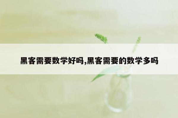 黑客需要数学好吗,黑客需要的数学多吗